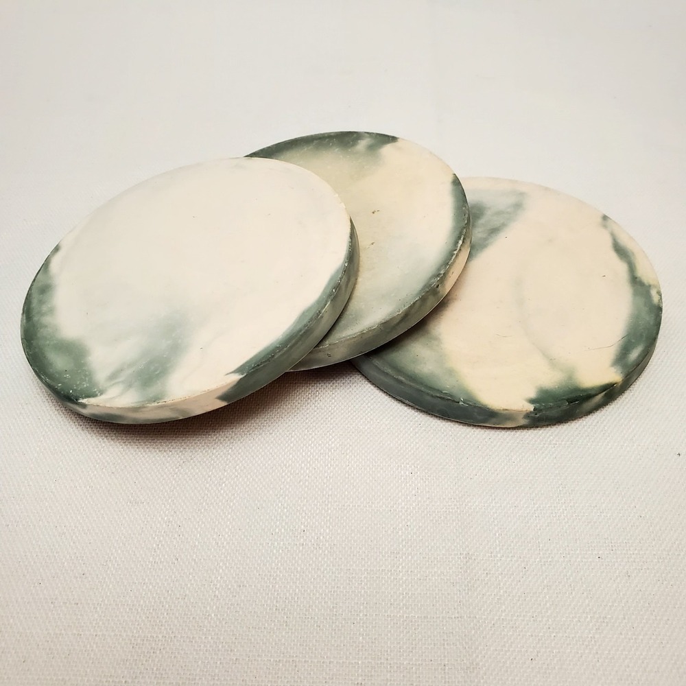 Set Of 3 ● Jade Swirl Marble Stone Coasters ● With Cork Bottom ● BEAUTIFUL!